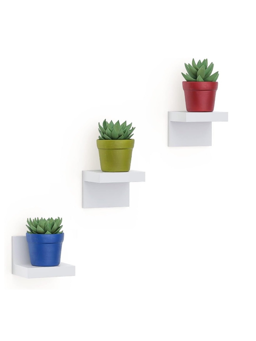 🪴RICHER HOUSE 3-Pack White Floating Wall Shelves 4” Display Ledges🪴